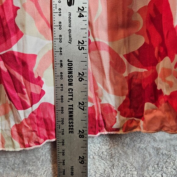 Croft & Barrow Floral Red Pink Peasant Blouse drawstring Womens L Feminine - Picture 7 of 11